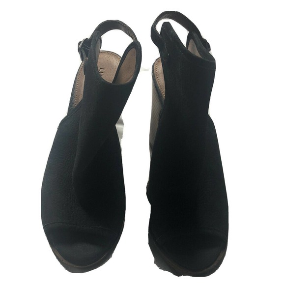 LUCKY BRAND Lisza Open Toe Bootie, Black‎ Suede, Size 7.5 - Picture 1 of 10